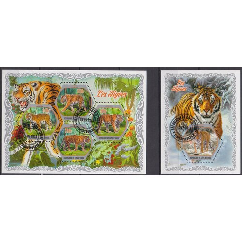 Почтовые марки Кот-д Ивуар 2018г. Тигры Фауна, Тигры U