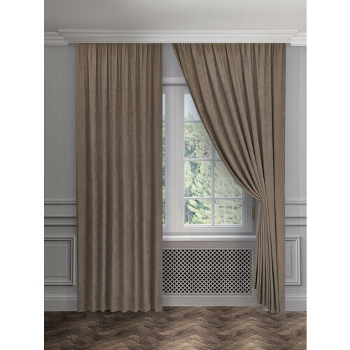 Комплект штор 160х290 см - 2шт. канвас однотонный светло-коричневый, кофейные, плотные, для гостиной, для спальни, детской и кухни, для дома, для дачи