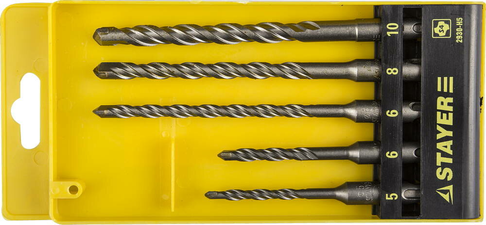 Набор буров STAYER Professional 5 шт: 5/6x110 6/8/10х160 мм SDS-plus