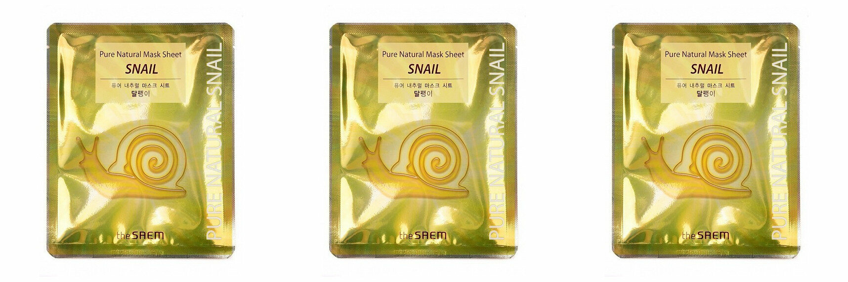 Маска тканевая с муцином улитки Тhe Saem, Pure Natural Mask Sheet Snail, 3 штуки