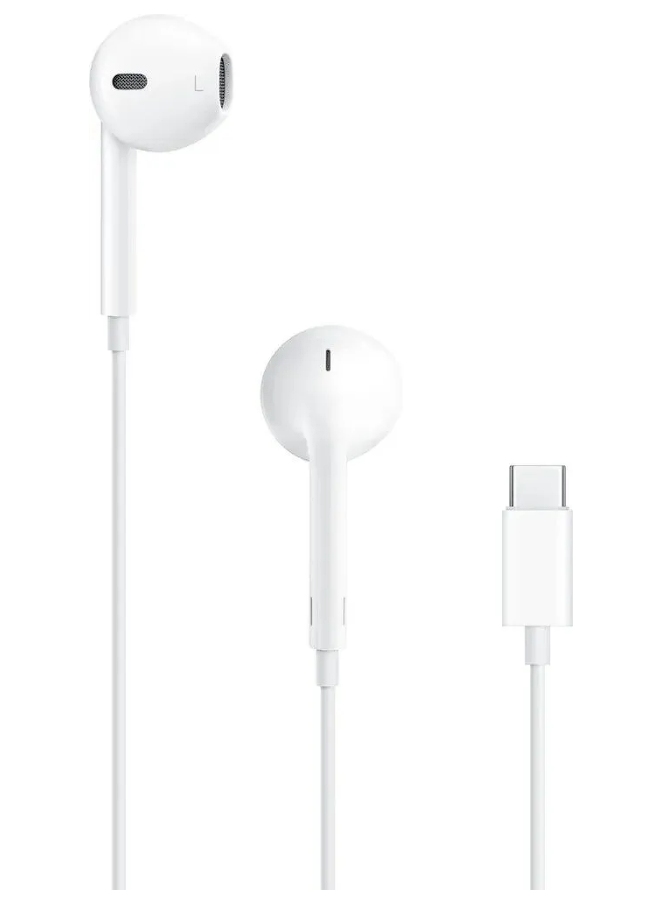 Наушники проводные EarPods Type C Connector для айфона iPhone 15 USB-C, белый — фото 1