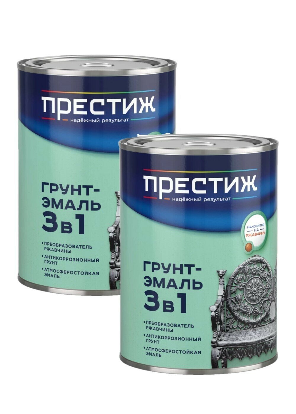 Набор Грунт-эмаль по ржавчине 3 в 1 красная 09 кг 2шт