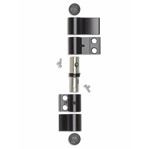 Петля DOMINA HP NEW дверная Giesse 2-х секционная, межосевое 62,5, черная RAL9005, 05160500V для компланарных дверей