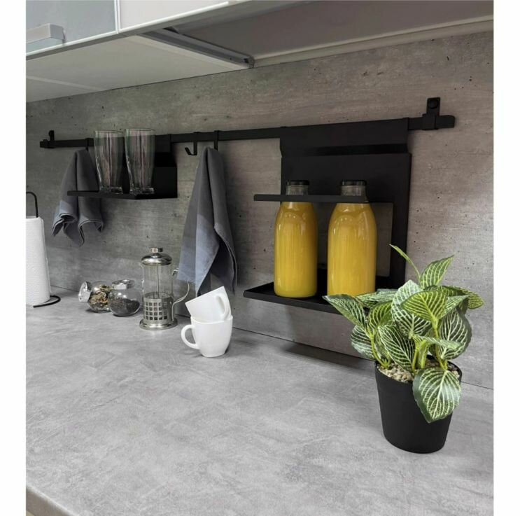 Рейлинг 600 с заглушками черный муар — фото 1