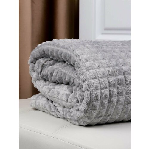 Плед кубик серый Плед-покрывало евро велсофт 220х200 см светло-серый 1180₽