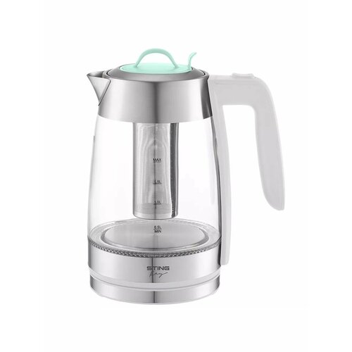 Электрический чайник STINGRAY ST-KT3006A белый/ментол стеклянный с подсветкой 1,8 л
