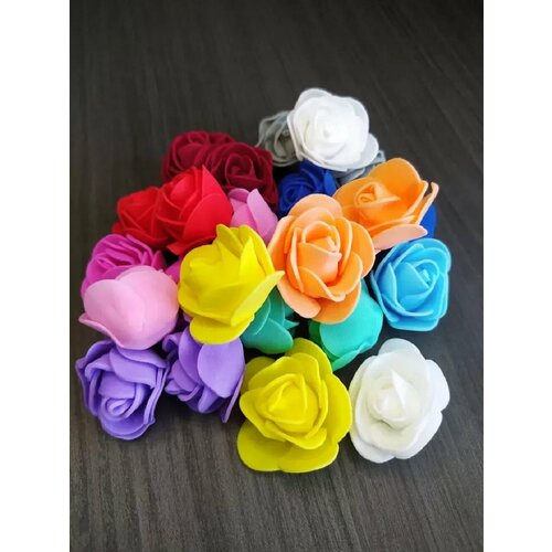 Цветы из фоамирана для рукоделия, размер 3 см, набор 24 шт.