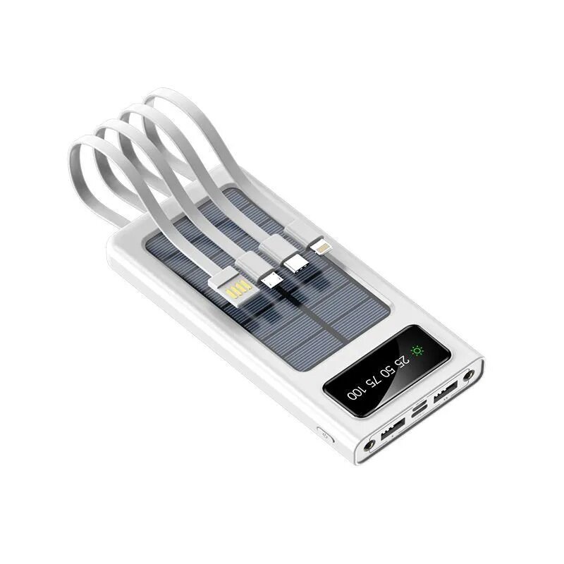 SENNBEYER power bank 30000 мАч, солнечная батарея, с кабелем и экраном.