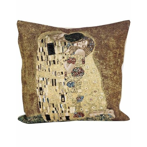 Наволочка декоративная 68Х68 Поцелуй (Г. Климт), гобелен, люрекс, на молнии