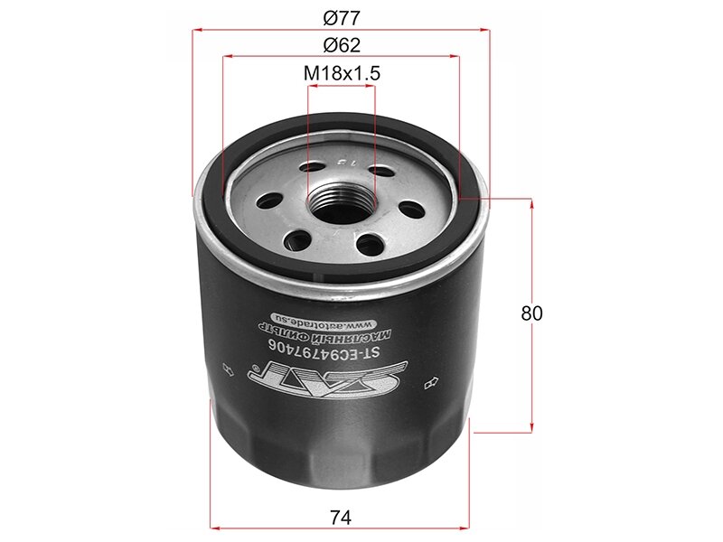 Фильтр масляный DAEWOO NEXIA 1.5 1.8 95- CHEVROLET AVEO 05- LACETTI 04- CAPTIVA 2.4 06- OPEL ASTRA C SAT ST-EC94797406