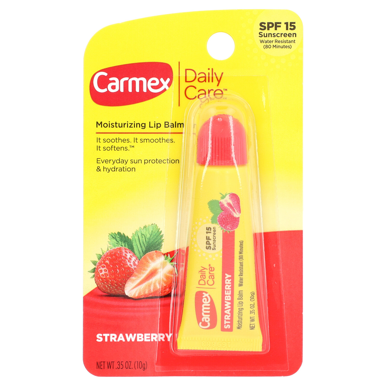 Бальзам для губ Carmex клубника SPF 15 в тубе, 10 г