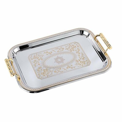 Поднос для сервировки из нержавеющей стали в скандинавском стиле с ручками. Держатель еды кофейни.