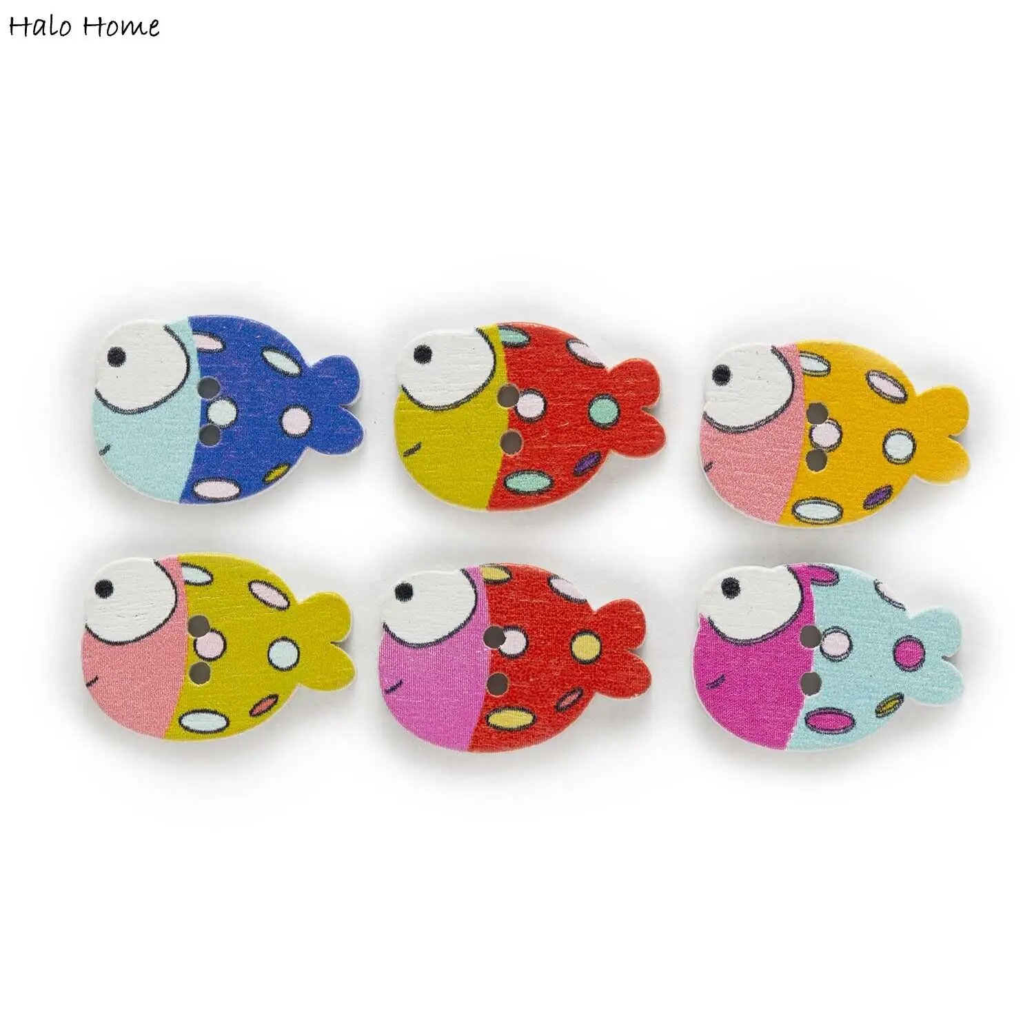 Деревянные пуговицы-рыбки Halo Home B 20x14mm