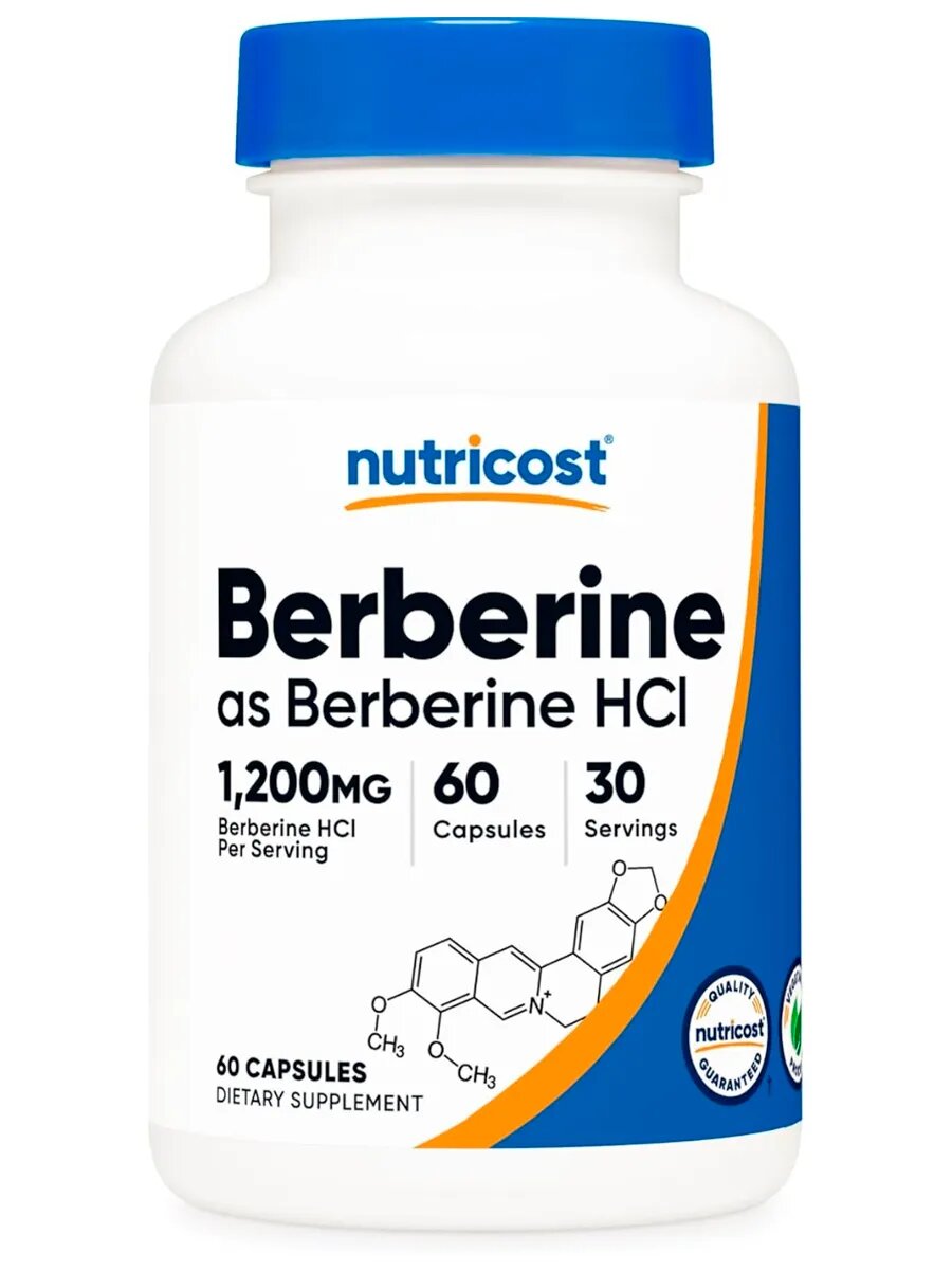 Берберин (Berberine) HCI, 600 мг, 60 капсул