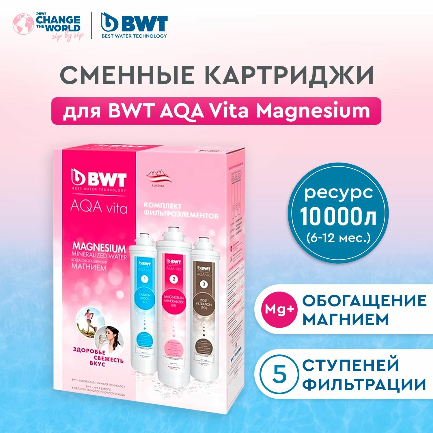 Фильтр для воды под мойку BWT AQA VITA Magnesium трехступенчатый  Обогащение магнием