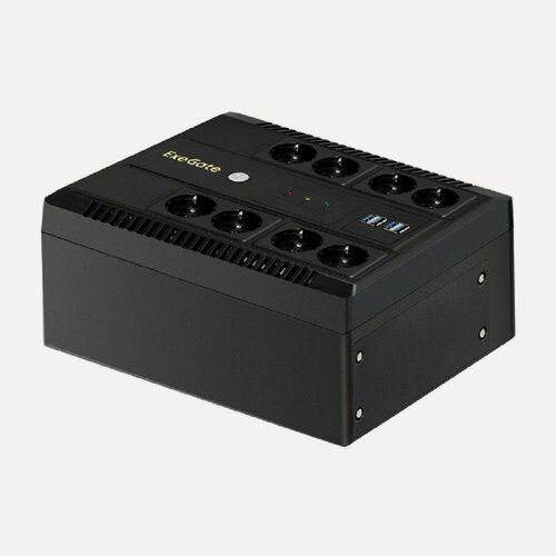 Изображение товара EXEGATE ИБП EX295012RUS ИБП NEO NNB-850. LED. AVR.8SH. CH <850VA 510W, LED, AVR, 8 Schuko, 4 USB-порта для зарядки, Black>