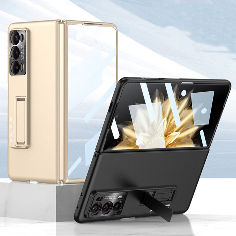 Магнитный чехол бампер MyPads «Magnetico opaco» из прочного пластика с матовым противоскользящим покрытием. Для Honor Magic V2 с прозрачной крышкой. — фото 1