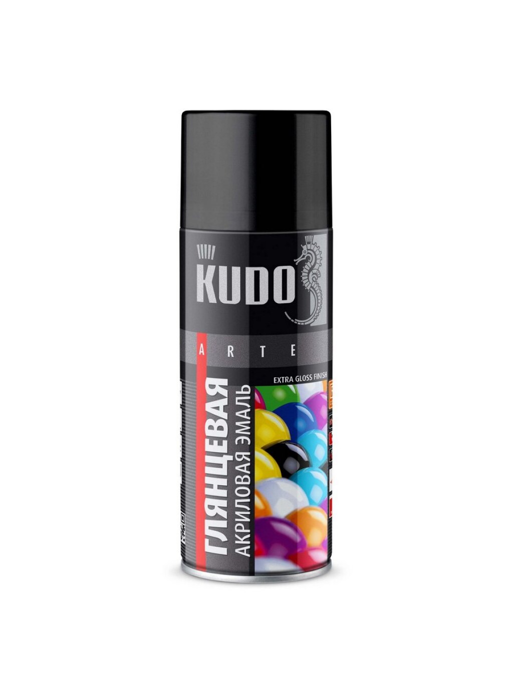 Эмаль акриловая "KUDO" черная высокоглянцевая (520 мл) (аэрозоль) (RAL 9005)