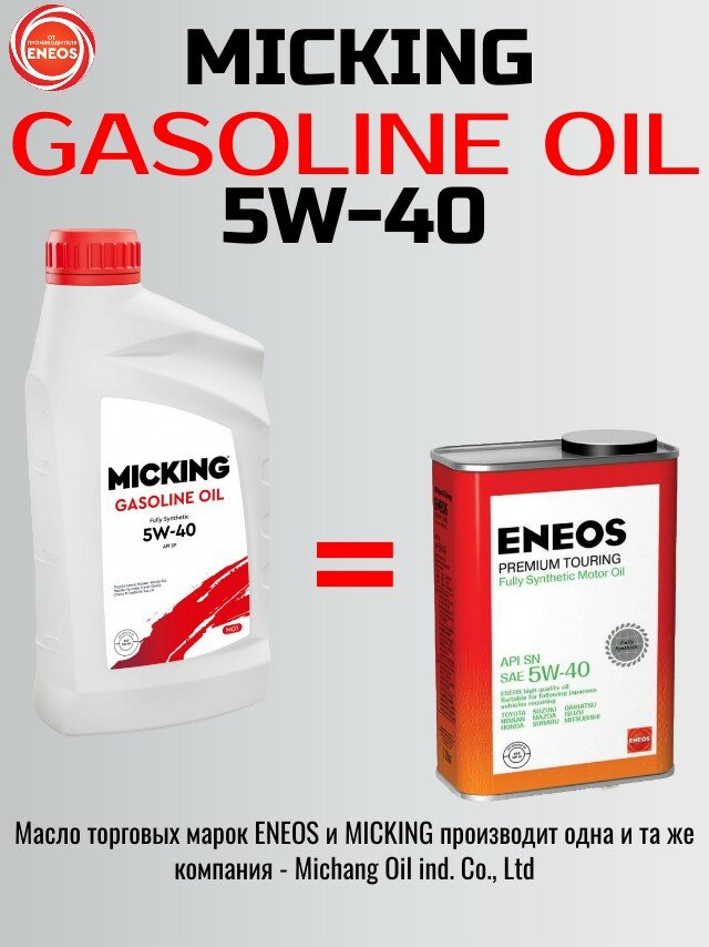 Масло моторное MICKING Gasoline Oil MG1 Fully Synthetic SAE: 5W-40 API: SP 1 L