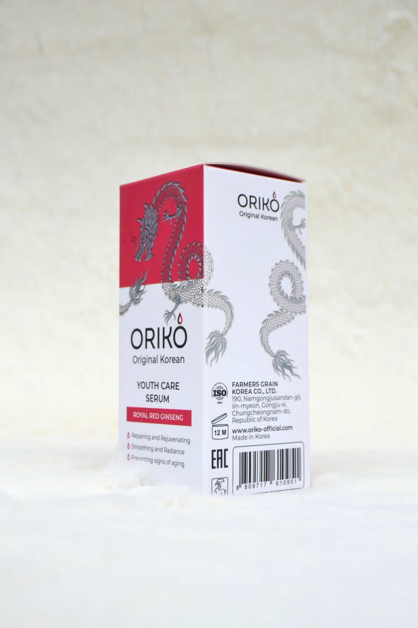 Изображение Тонизирующая сыворотка ORIKO с экстрактом красного женьшеня против первых морщин (ORIKO Royal Red Ginseng Youth Care Serum) 50мл.