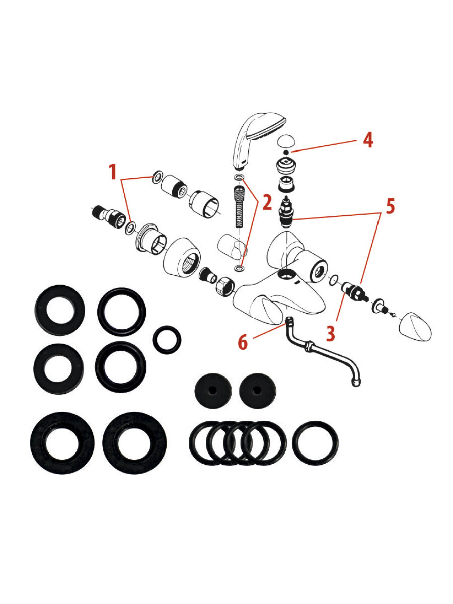 Набор сантехнических прокладок для кнопочного смесителя, 14 штук — фото 1