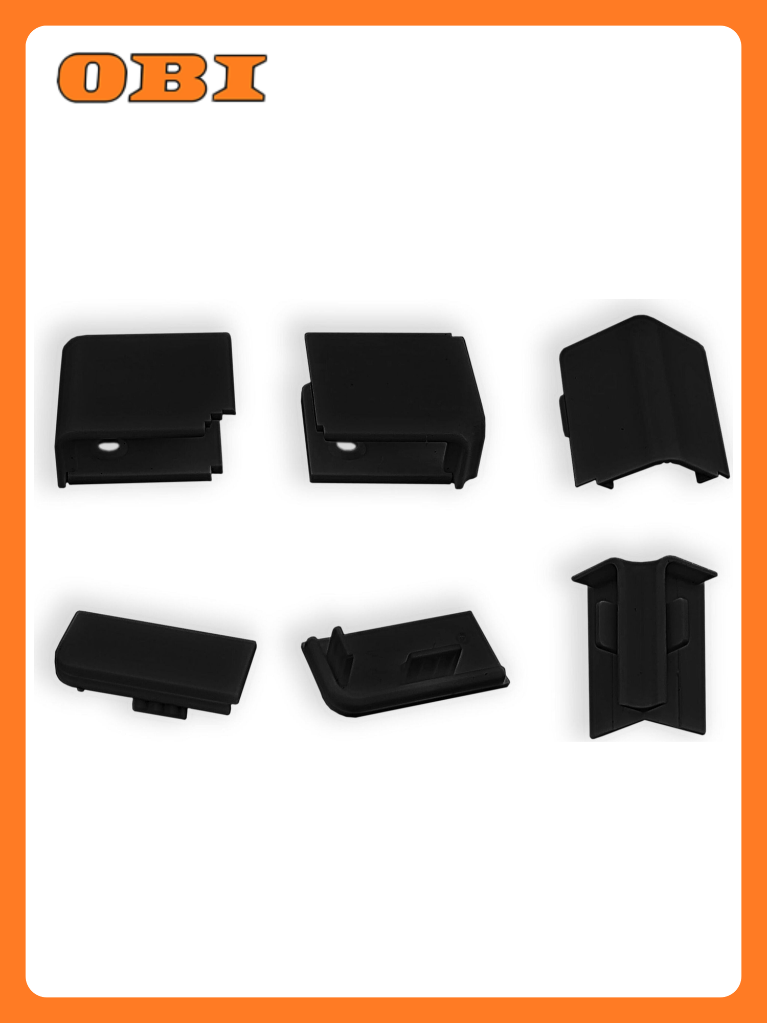 Комплект заглушек для плинтуса пластик матовый черный 6 шт.