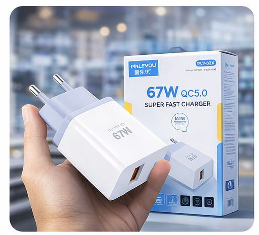 PLY-82A QC5.0 67W super fast зарядное устройство с micro USB кабелем, безопасное и универсальное