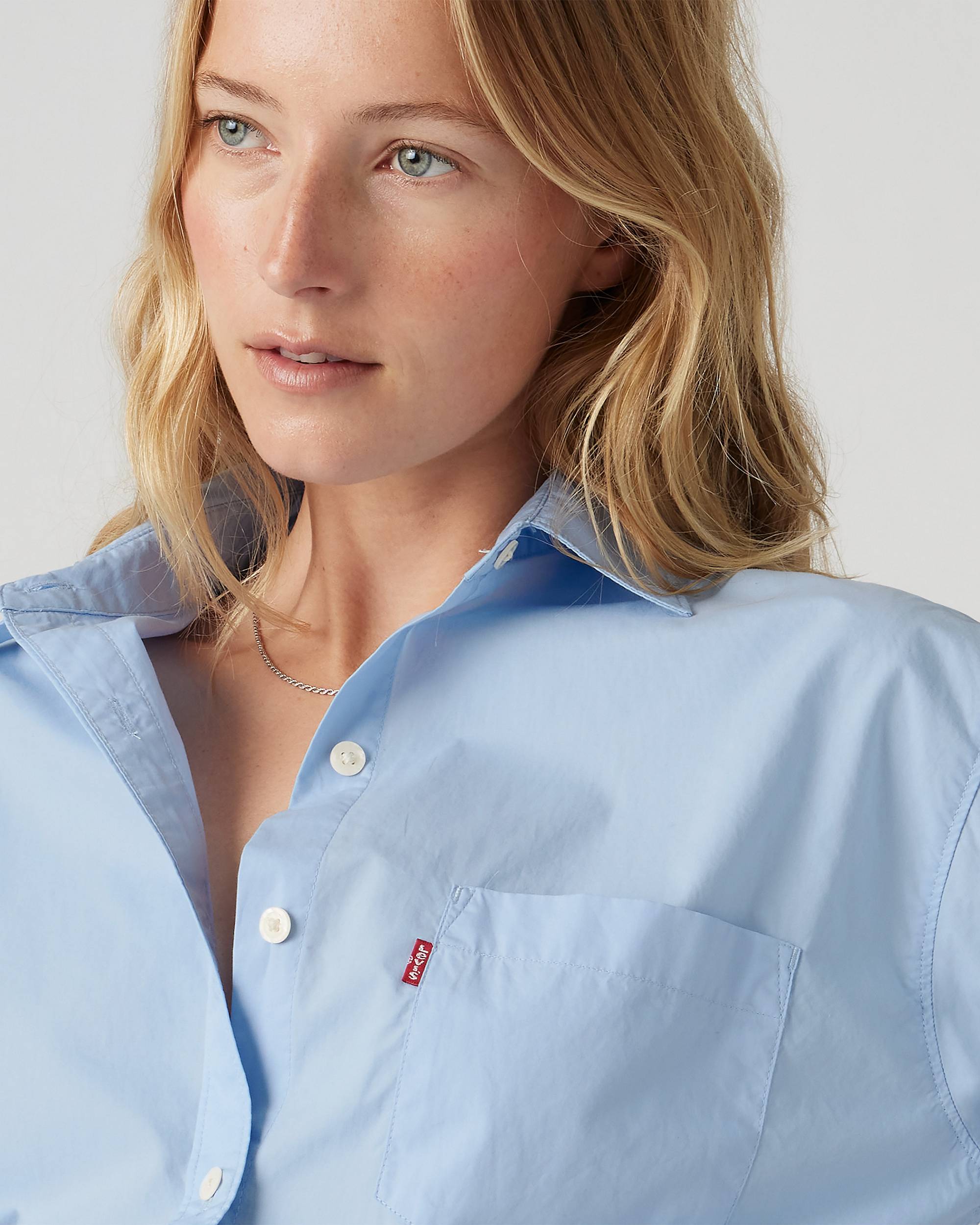 Блуза Levi's Harlie Boyfriend Shirt, , размер M, голубой — фото 1