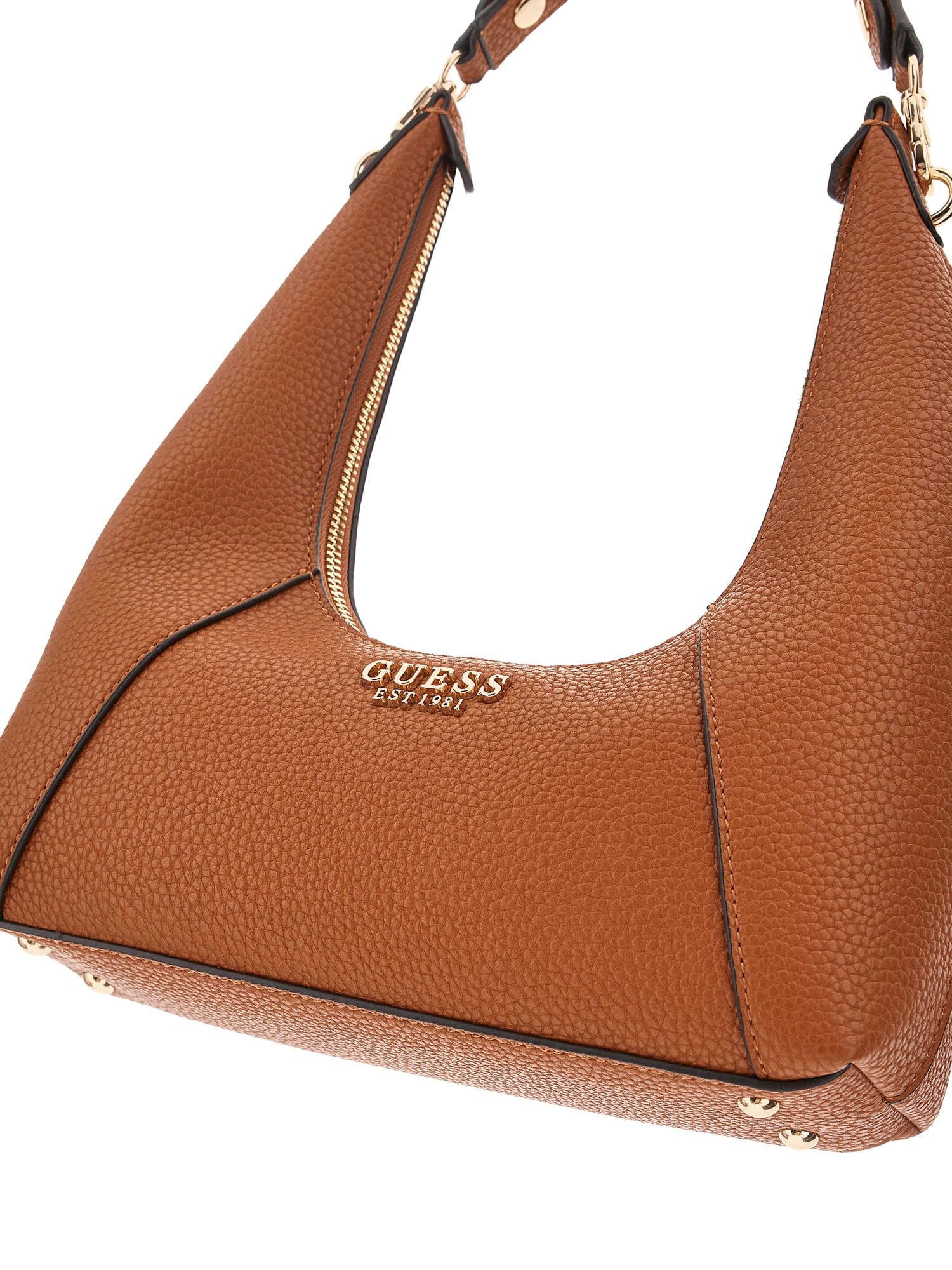 Сумка хобо GUESS, фактура зернистая, матовая, рельефная, коричневый — фото 1