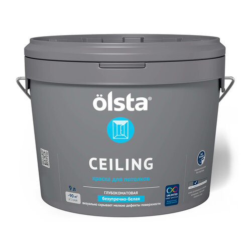 Краска акриловая Olsta Ceiling матовая белый 9 л 13.62 кг краска интерьерная olsta wall and ceiling прозрачная 0 9 л