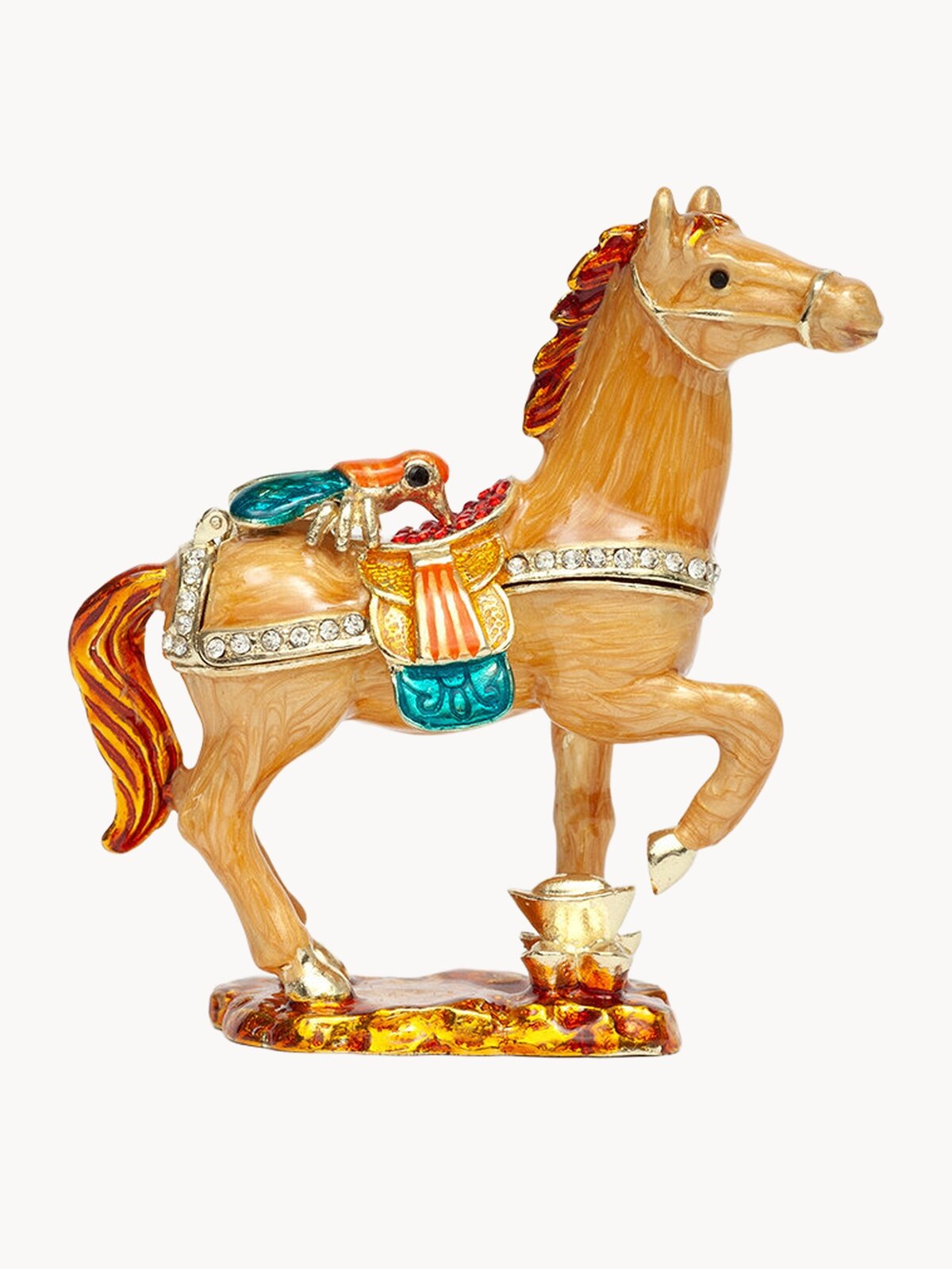 Шкатулка сувенирная IsmatDecor "Лошадь", металл, фигурная, коричневая, 9,5х4х10 см