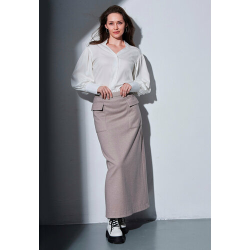 фото Юбка d'imma fashion studio, размер 50, бежевый