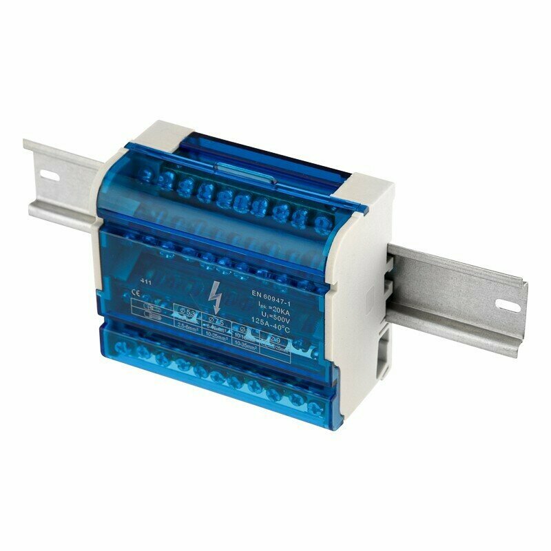 Кросс модуль 4х11 на дин рейку 125А шина нулевая — фото 1