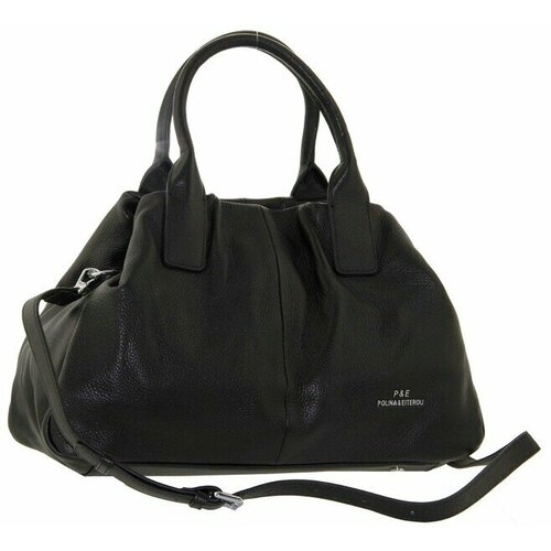 фото Сумка шоппер polina & eiterou, фактура зернистая, черный