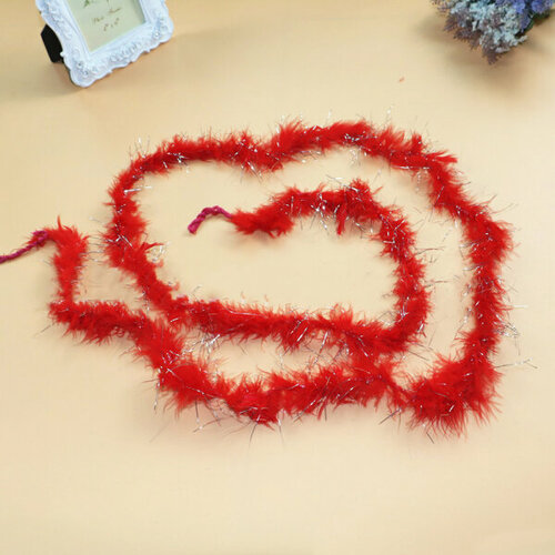 фото Карнавальное боа шарф из перьев с блестками, цвет красный, 200 см, 8 г happy pirate