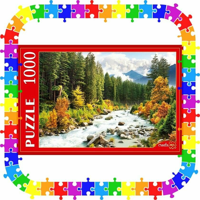 Puzzle-1000 "Осенняя горная река" (ГИП1000-2012 ) Рыжий кот - фото №3