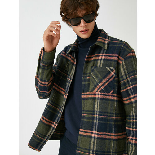 фото Рубашка koton, размер 46, зеленый