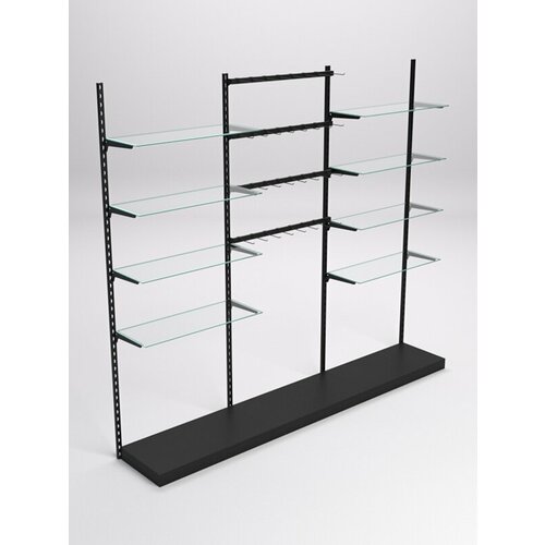 Настенная система с подиумами 8-ю стекл полками для одежды и под крючки LOFT 10-1 Черный 270 x 45 x 240 см 20528₽