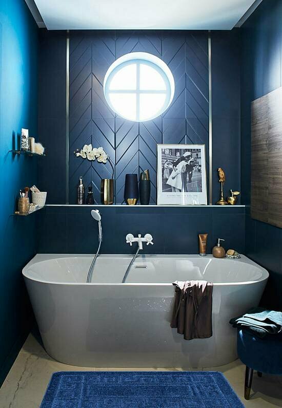 Коврик 60 на 100 см для ванной, синий Confetti Bath Maximus Ethnic 2582 Dark Blue