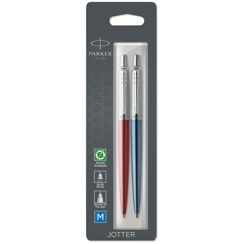 Набор Parker "Jotter London": шар. ручка Red + гел. ручка Blue, 1,0мм, кнопочн, блистер, 347616