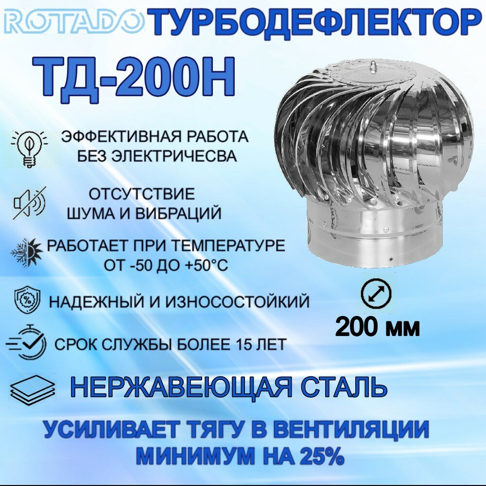 Турбодефлектор ROTADO ТД-200 из нержавеющей стали