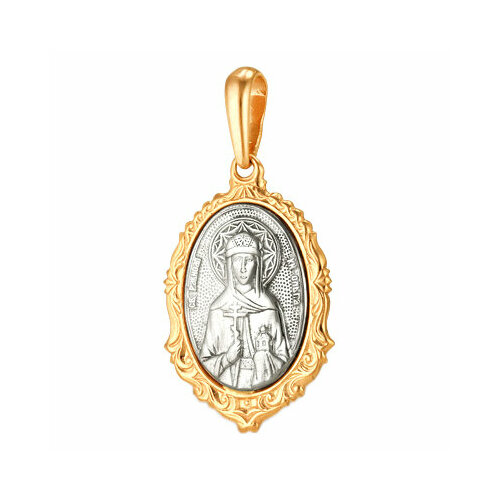 Иконка VOROBYEVA, комбинированное, красное, белое золото, 585 проба, размер 2.9 см. нательная иконка sokolov из золота с ликом божией матери владимирской