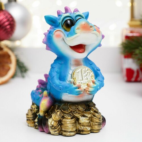 Копилка Дракончик с рублем 10765см новогодняя символ года 2024 сувенир подарок на новый год 850₽