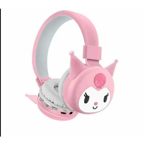 Наушники беспроводные накладные детские bluetooth с USB зарядкой FM Куроми цвет-розовый 126500₽