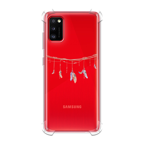 Противоударный силиконовый чехол на Samsung Galaxy A41 / Самсунг Галакси А41 с рисунком Перышки на веревке противоударный силиконовый чехол перышки на веревке на samsung galaxy s9 самсунг галакси с9
