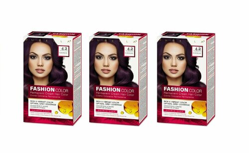 Rubella Стойкая крем-краска для волос Fashion Color 4.2 Баклажан, 50 мл, 3 шт