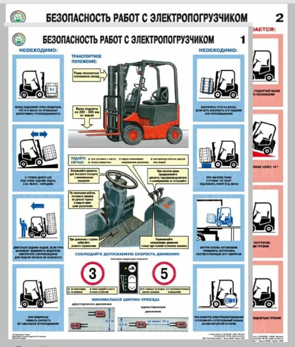 Комплект плакатов "Безопасность работ с электропогрузчиками" на 2 листах А2