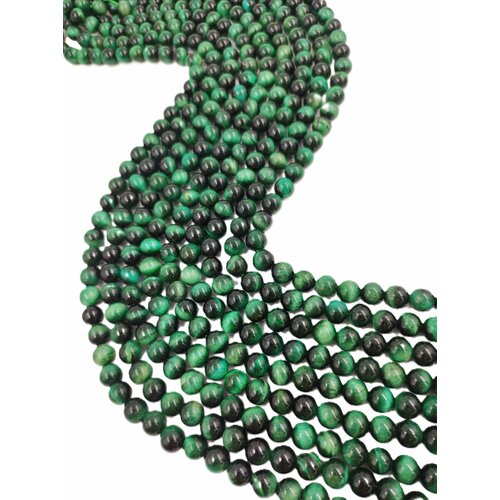 Натуральный камень тигровый глаз зеленый бусины по 8 ММ (около 47 штук)