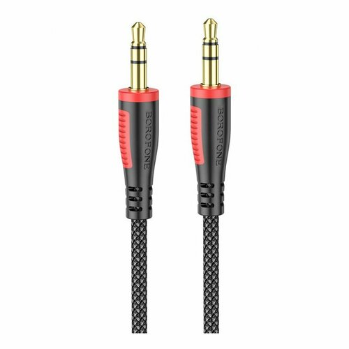 Аудиокабель Borofone BL14 AUX 3.5 мм, 1 м, черный аудиокабель borofone bl12 mini jack 3 5mm aux 2 0м черный