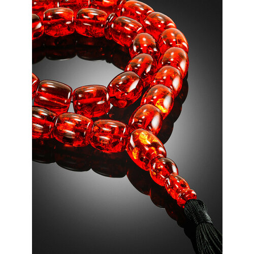 фото Браслет-нить, янтарь, 10 шт., размер 48 см, размер one size, диаметр 14 см, красный amberhandmade